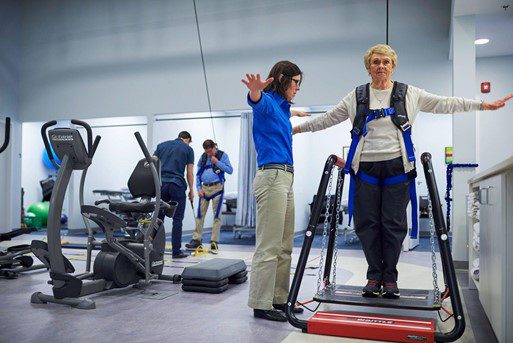 woman using Shuttle Balance in physical therapy