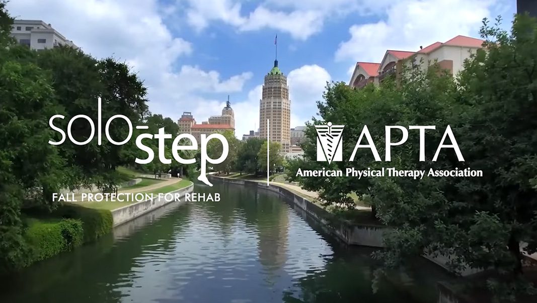 Solo Step & APTA logos in front of downtown san antonio