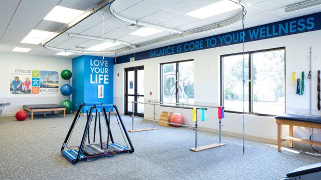 A Physical Therapy room with the solo step track system