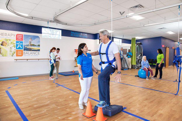 Man using the Solo Step System in a PT balance program