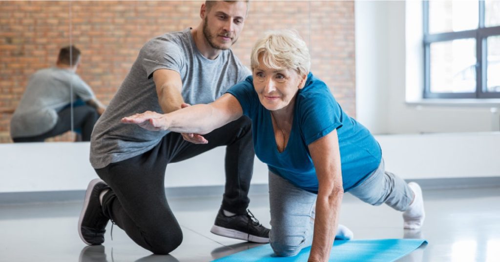 client with physical therapist